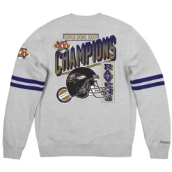 Men Mitchell & Ness Hoodies & Sweatshirts-All Over Print Fleece Crew Baltimore Ravens