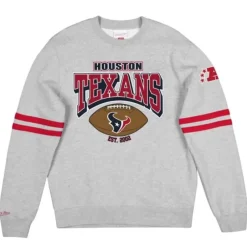 Men Mitchell & Ness Hoodies & Sweatshirts-All Over Print Fleece Crew Houston Texans