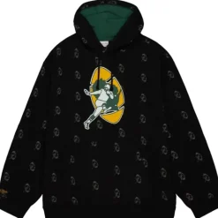 Men Mitchell & Ness Hoodies & Sweatshirts-Aop Fleece Hoodie Green Bay Packers