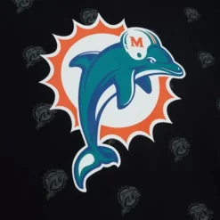 Men Mitchell & Ness Hoodies & Sweatshirts-Aop Fleece Hoodie Miami Dolphins
