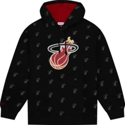 Men Mitchell & Ness Hoodies & Sweatshirts-Aop Fleece Hoodie Miami Heat