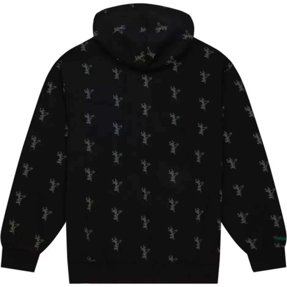 Men Mitchell & Ness Hoodies & Sweatshirts-Aop Fleece Hoodie Milwaukee Bucks