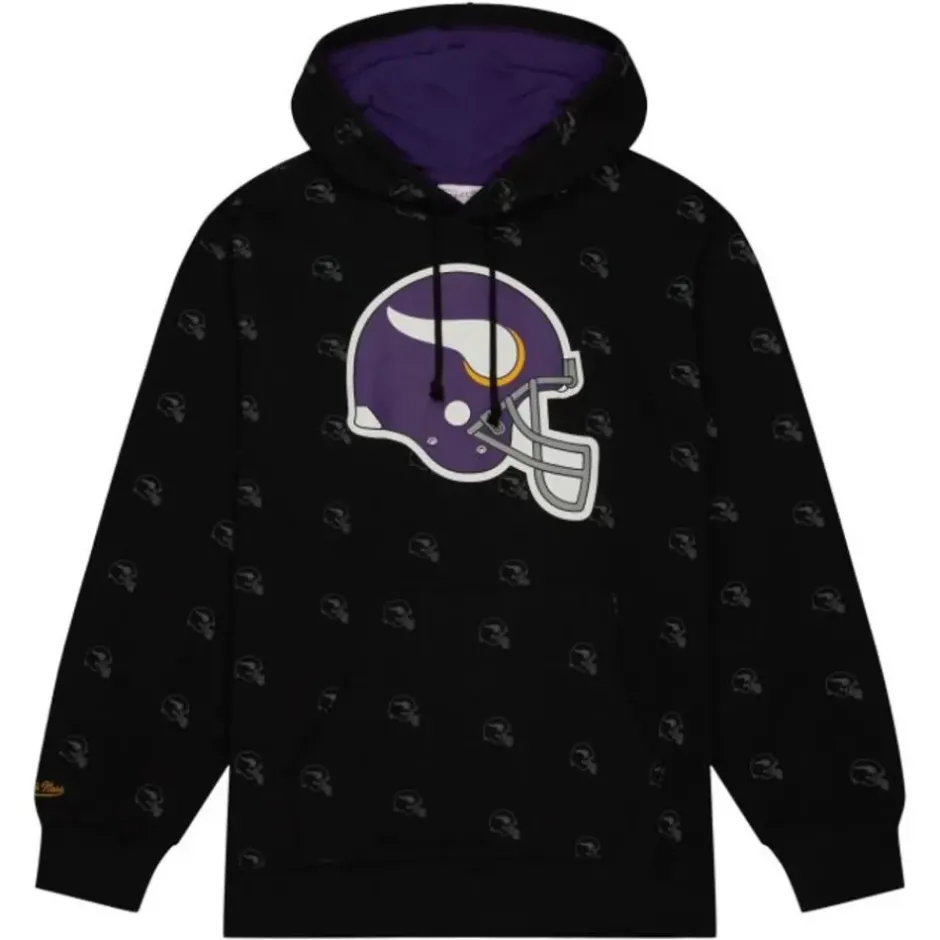 Men Mitchell & Ness Hoodies & Sweatshirts-Aop Fleece Hoodie Minnesota Vikings