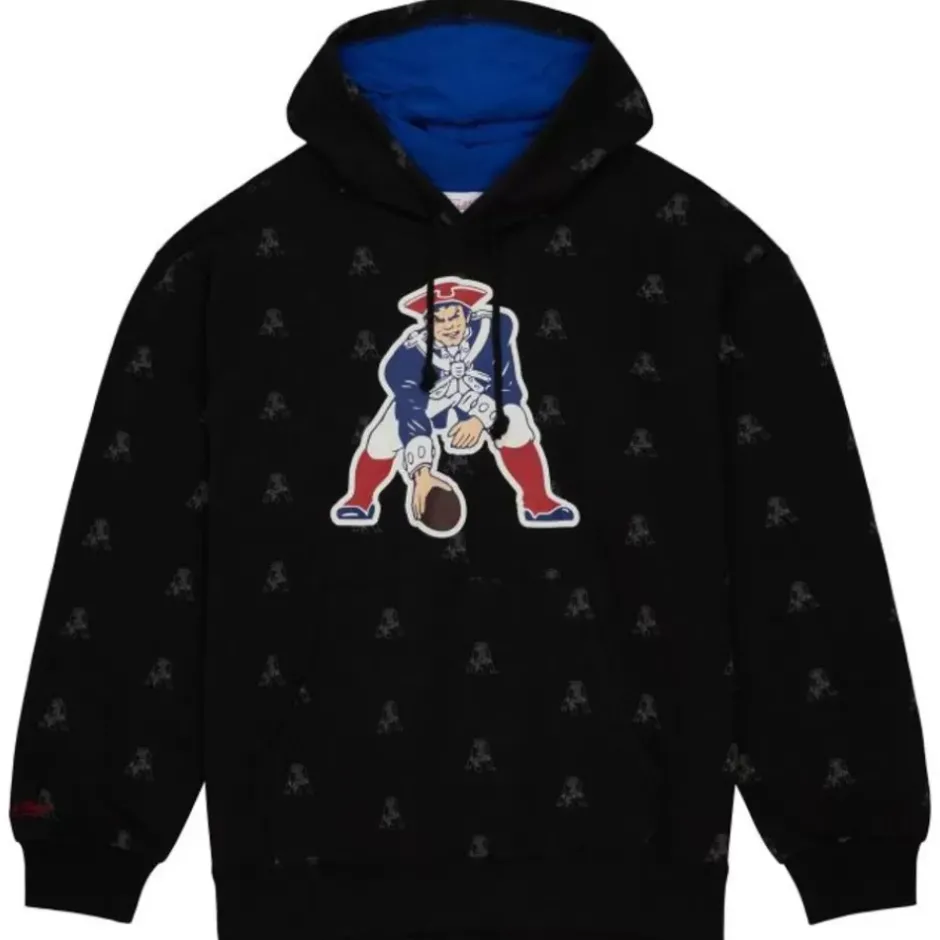 Men Mitchell & Ness Hoodies & Sweatshirts-Aop Fleece Hoodie New England Patriots