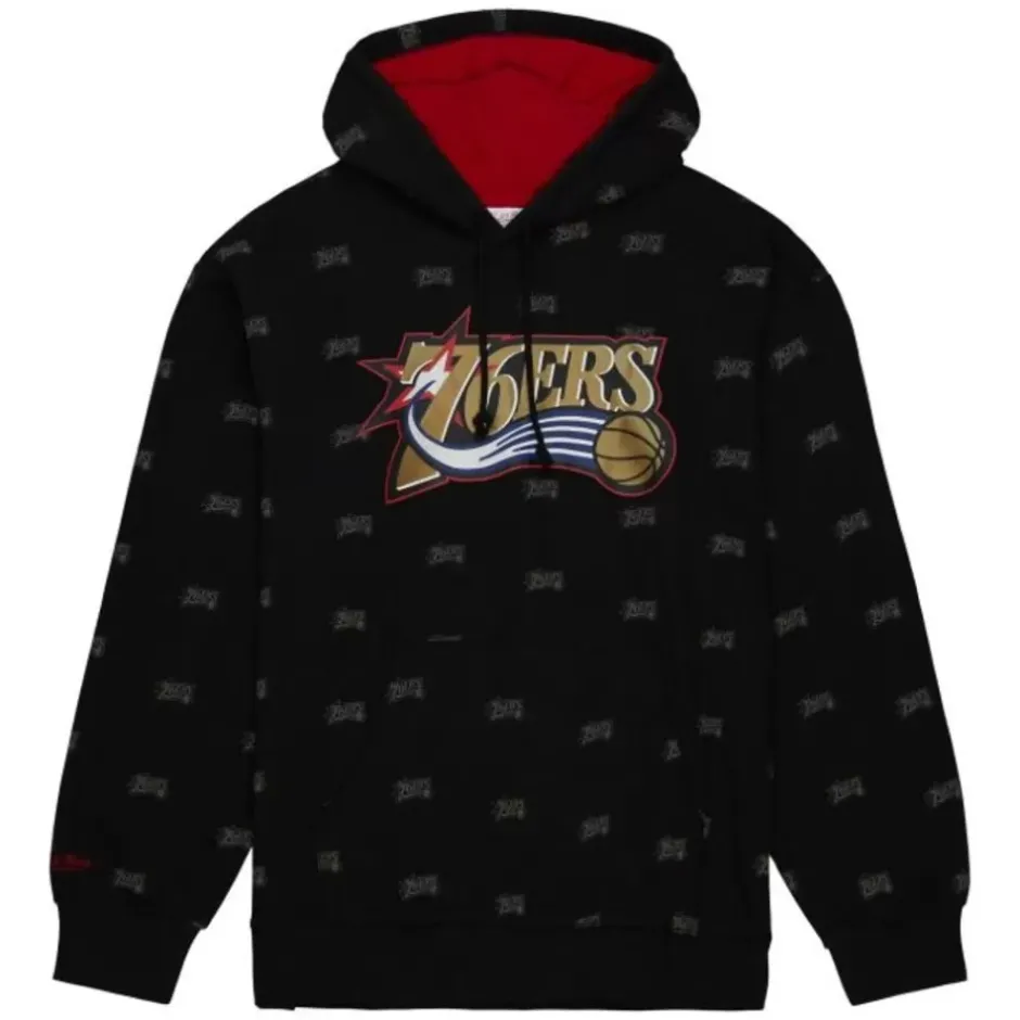 Men Mitchell & Ness Hoodies & Sweatshirts-Aop Fleece Hoodie Philadelphia 76Ers
