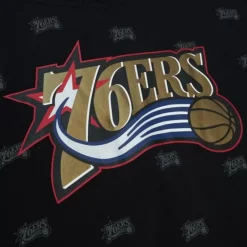 Men Mitchell & Ness Hoodies & Sweatshirts-Aop Fleece Hoodie Philadelphia 76Ers