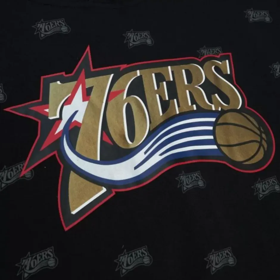 Men Mitchell & Ness Hoodies & Sweatshirts-Aop Fleece Hoodie Philadelphia 76Ers
