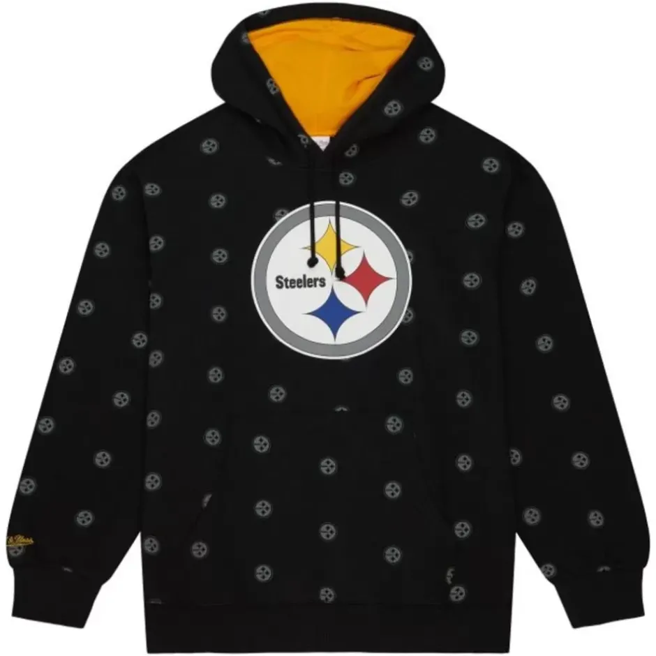 Men Mitchell & Ness Hoodies & Sweatshirts-Aop Fleece Hoodie Pittsburgh Steelers