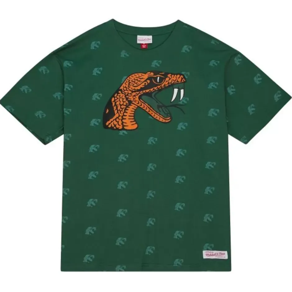 Men Mitchell & Ness T-Shirts & Tops-Aop Ss Top Florida A&M University