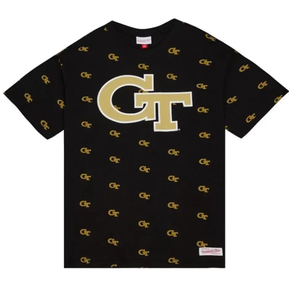 Men Mitchell & Ness T-Shirts & Tops-Aop Ss Top Georgia Tech