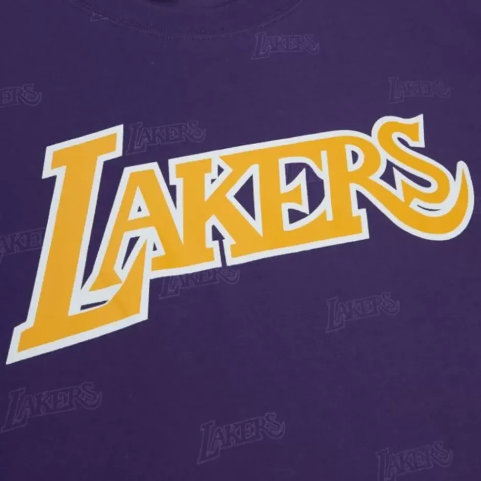 Men Mitchell & Ness T-Shirts & Tops-Aop S/S Top Los Angeles Lakers