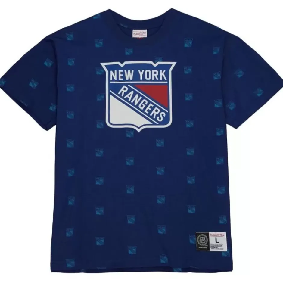 Men Mitchell & Ness T-Shirts & Tops-Aop S/S Top New York Rangers