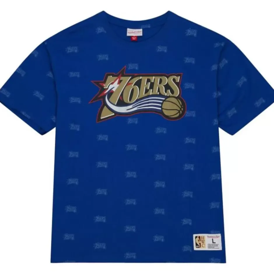 Men Mitchell & Ness T-Shirts & Tops-Aop S/S Top Philadelphia 76Ers