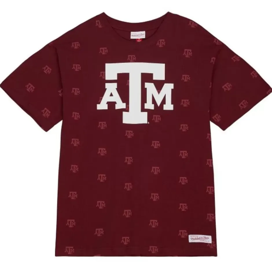 Men Mitchell & Ness T-Shirts & Tops-Aop Ss Top Texas A&M University