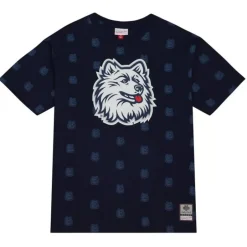 Men Mitchell & Ness T-Shirts & Tops-Aop Ss Top University Of Connecticut