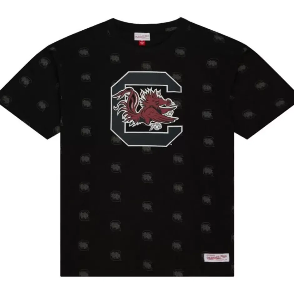Men Mitchell & Ness T-Shirts & Tops-Aop Ss Top University Of South Carolina