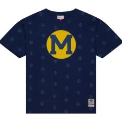 Men Mitchell & Ness T-Shirts & Tops-Aop Ss Top University Of Michigan