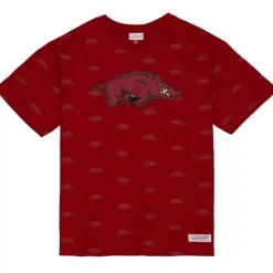Men Mitchell & Ness T-Shirts & Tops-Aop Ss Top University Of Arkansas