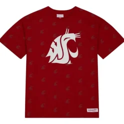 Men Mitchell & Ness T-Shirts & Tops-Aop Ss Top Washington State University
