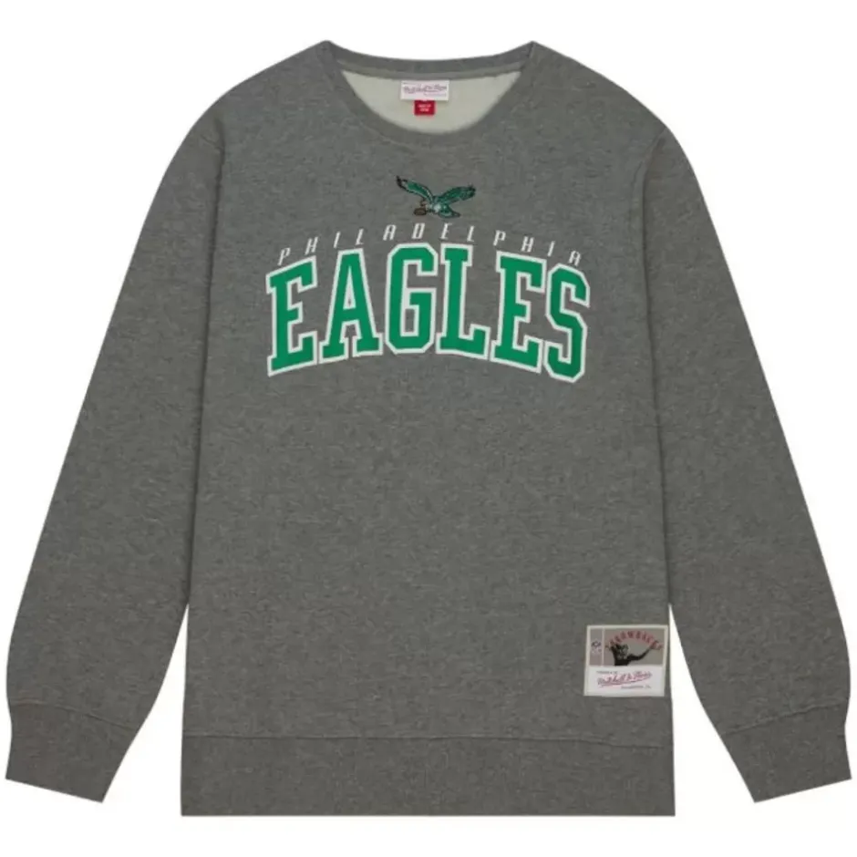 Men Mitchell & Ness Hoodies & Sweatshirts-Arch Team Crew Philadelphia Eagles