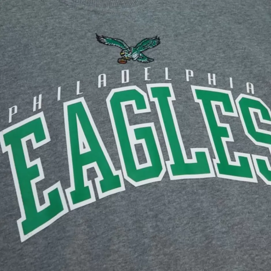 Men Mitchell & Ness Hoodies & Sweatshirts-Arch Team Crew Philadelphia Eagles