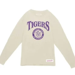 Men Mitchell & Ness T-Shirts & Tops-Arched Logo Lockup Slub Ls Tee Louisiana State University