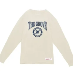 Men Mitchell & Ness T-Shirts & Tops-Arched Logo Lockup Slub Ls Tee University Of Mississippi