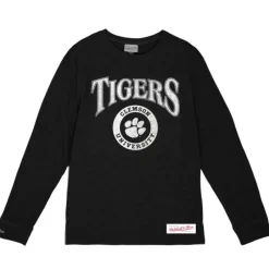 Men Mitchell & Ness T-Shirts & Tops-Arched Logo Lockup Slub Ls Tee Clemson University
