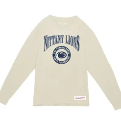 Men Mitchell & Ness T-Shirts & Tops-Arched Logo Lockup Slub Ls Tee Penn State University