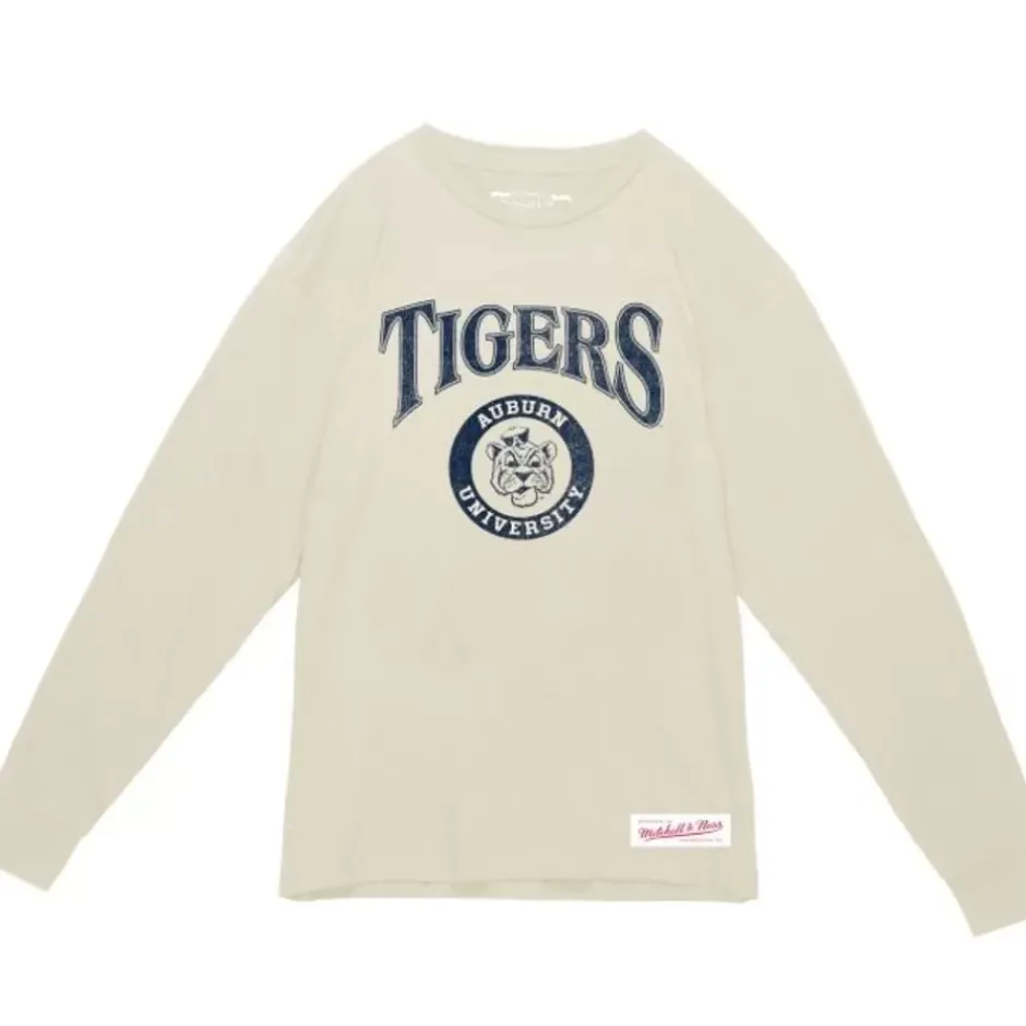 Men Mitchell & Ness T-Shirts & Tops-Arched Logo Lockup Slub Ls Tee Auburn University