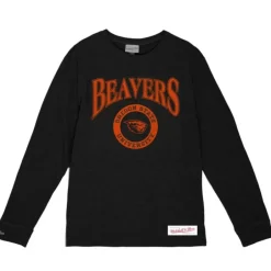 Men Mitchell & Ness T-Shirts & Tops-Arched Logo Lockup Slub Ls Tee Oregon State University