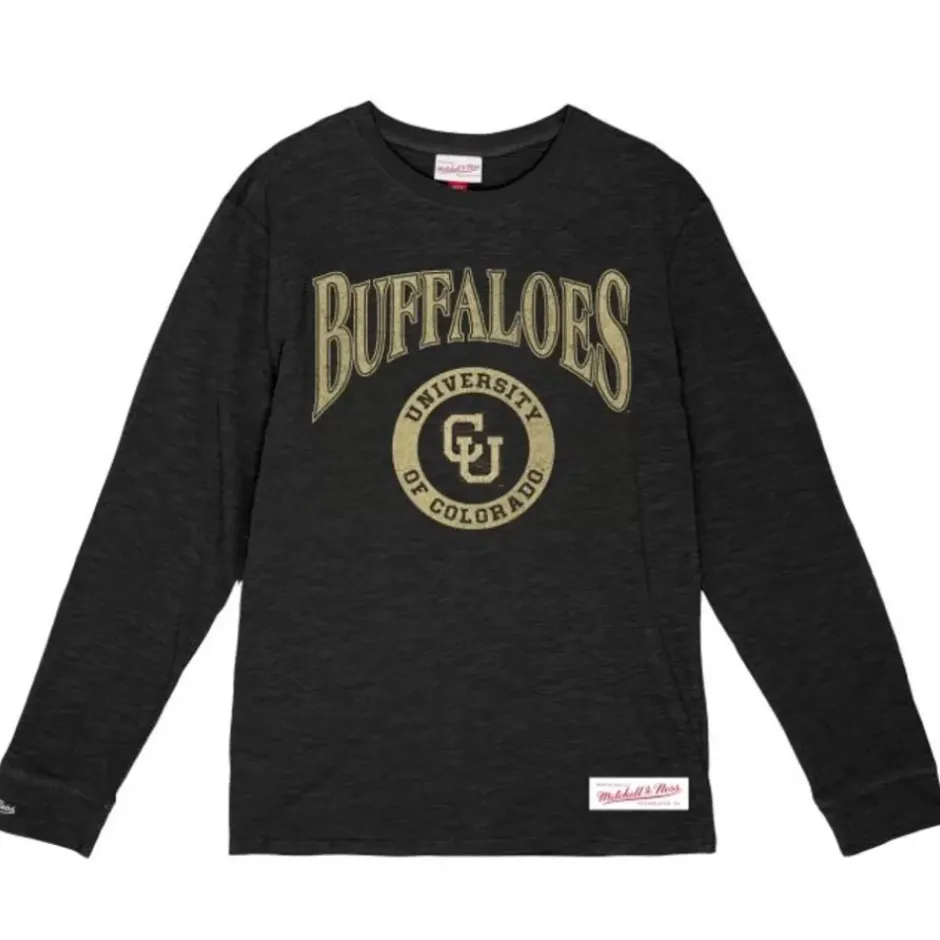 Men Mitchell & Ness T-Shirts & Tops-Arched Logo Lockup Slub Ls Tee University Of Colorado Boulder