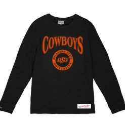Men Mitchell & Ness T-Shirts & Tops-Arched Logo Lockup Slub Ls Tee Oklahoma State University