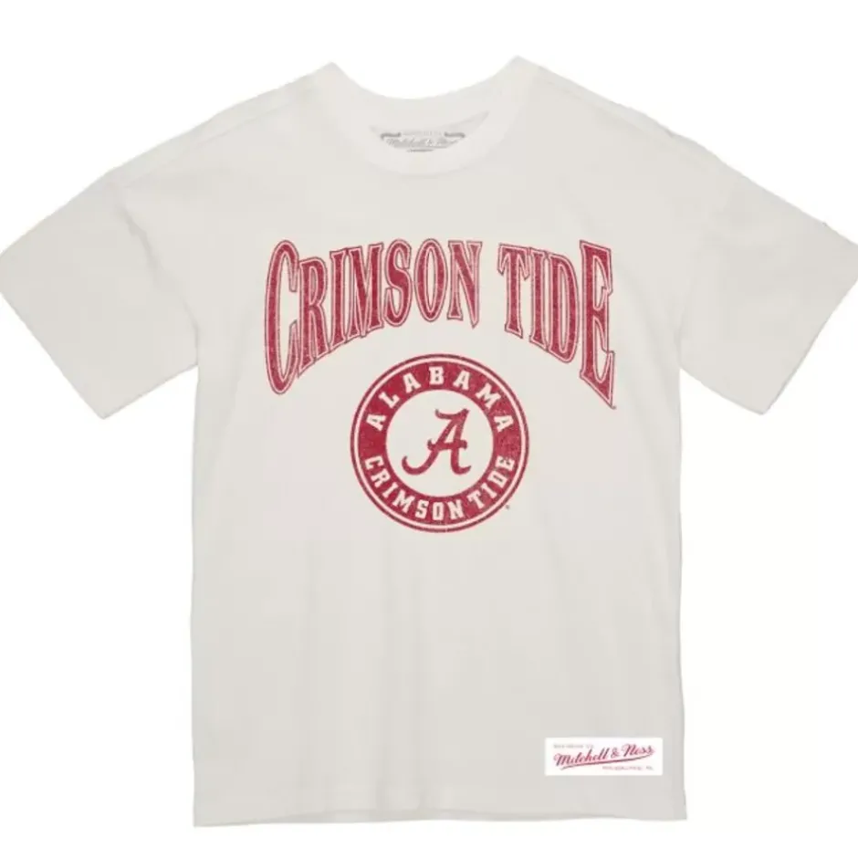 Men Mitchell & Ness T-Shirts & Tops-Arched Logo Lockup Slub Tee University Of Alabama