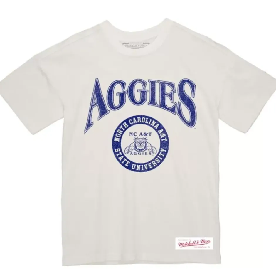 Men Mitchell & Ness T-Shirts & Tops-Arched Logo Lockup Slub Tee North Carolina A&T University