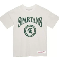 Men Mitchell & Ness T-Shirts & Tops-Arched Logo Lockup Slub Tee Michigan State University