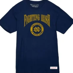 Men Mitchell & Ness T-Shirts & Tops-Arched Logo Lockup Slub Tee University Of Notre Dame