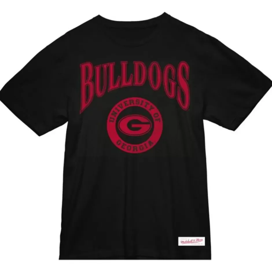 Men Mitchell & Ness T-Shirts & Tops-Arched Logo Lockup Slub Tee University Of Georgia