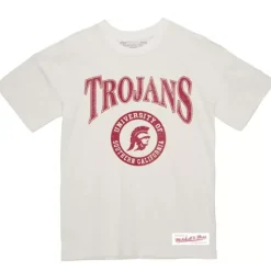 Men Mitchell & Ness T-Shirts & Tops-Arched Logo Lockup Slub Tee Usc