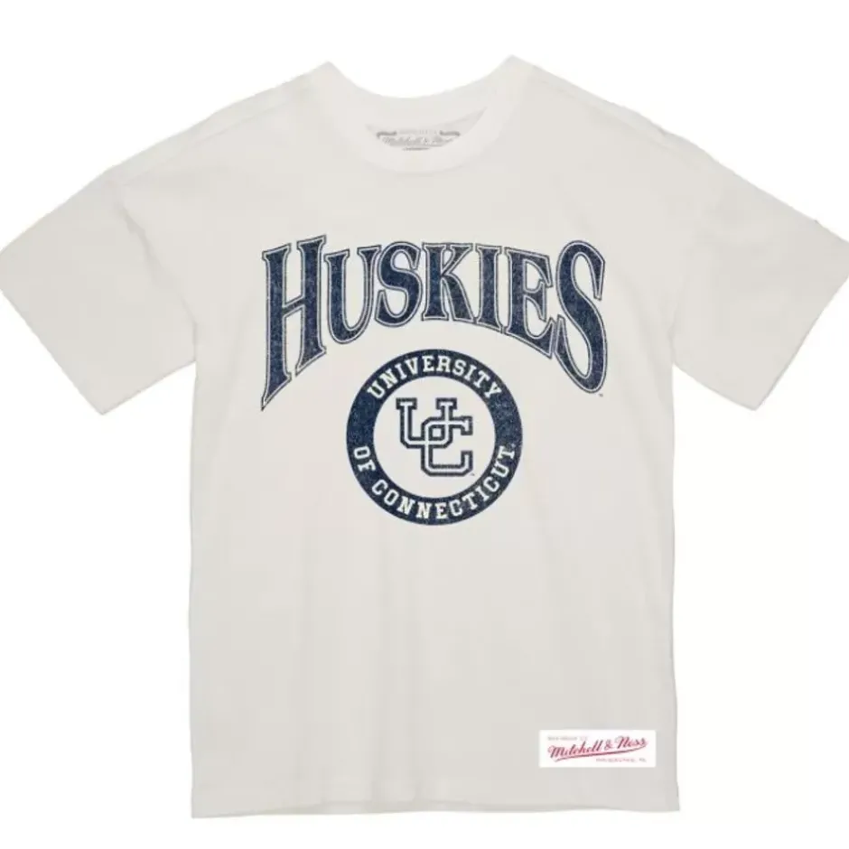 Men Mitchell & Ness T-Shirts & Tops-Arched Logo Lockup Slub Tee University Of Connecticut
