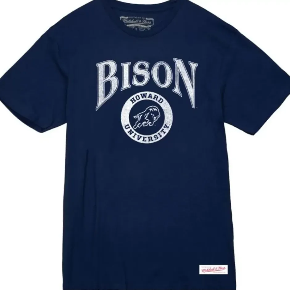 Men Mitchell & Ness T-Shirts & Tops-Arched Logo Lockup Slub Tee Howard University