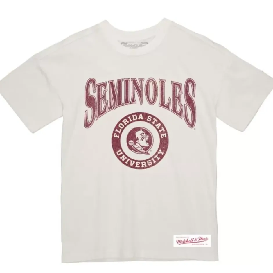 Men Mitchell & Ness T-Shirts & Tops-Arched Logo Lockup Slub Tee Florida State University
