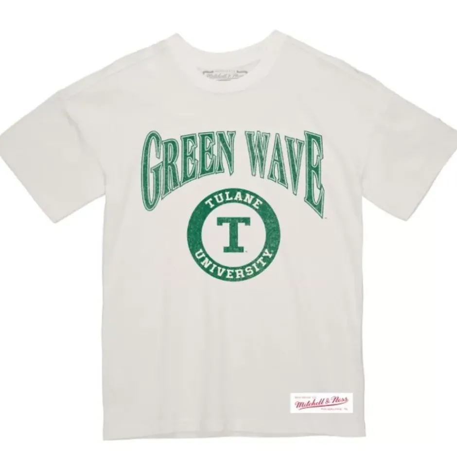 Men Mitchell & Ness T-Shirts & Tops-Arched Logo Lockup Slub Tee Tulane University