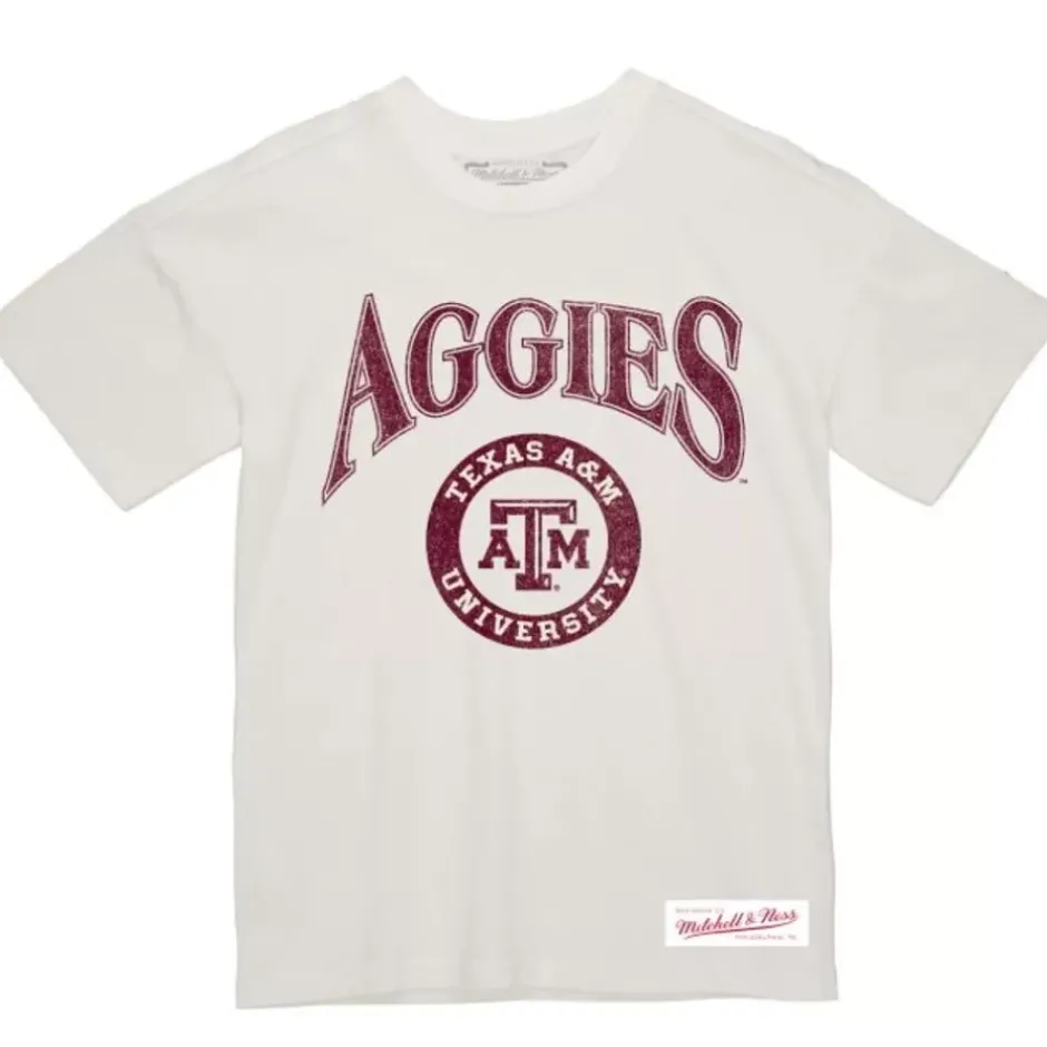 Men Mitchell & Ness T-Shirts & Tops-Arched Logo Lockup Slub Tee Texas A&M University