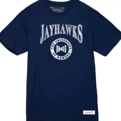 Men Mitchell & Ness T-Shirts & Tops-Arched Logo Lockup Slub Tee University Of Kansas