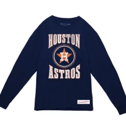 Men Mitchell & Ness T-Shirts & Tops-Arched Logo Slub Ls Tee Houston Astros