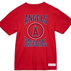 Men Mitchell & Ness T-Shirts & Tops-Arched Logo Slub Tee Anaheim Angels