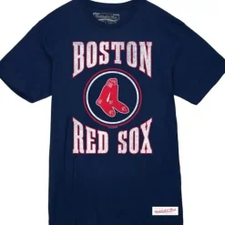 Men Mitchell & Ness T-Shirts & Tops-Arched Logo Slub Tee Boston Red Sox