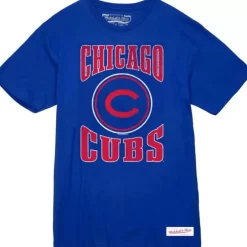 Men Mitchell & Ness T-Shirts & Tops-Arched Logo Slub Tee Chicago Cubs