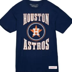 Men Mitchell & Ness T-Shirts & Tops-Arched Logo Slub Tee Houston Astros